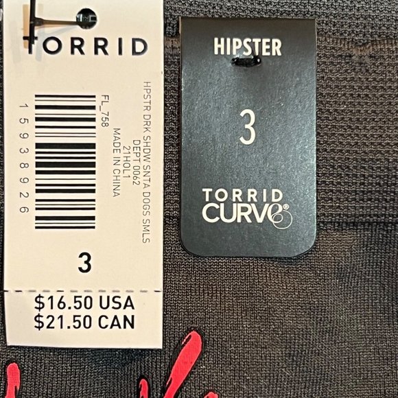 NWT TORRID Hipster Pantie Sz 3X Gray Christmas Santa Antlers - Picture 4 of 4